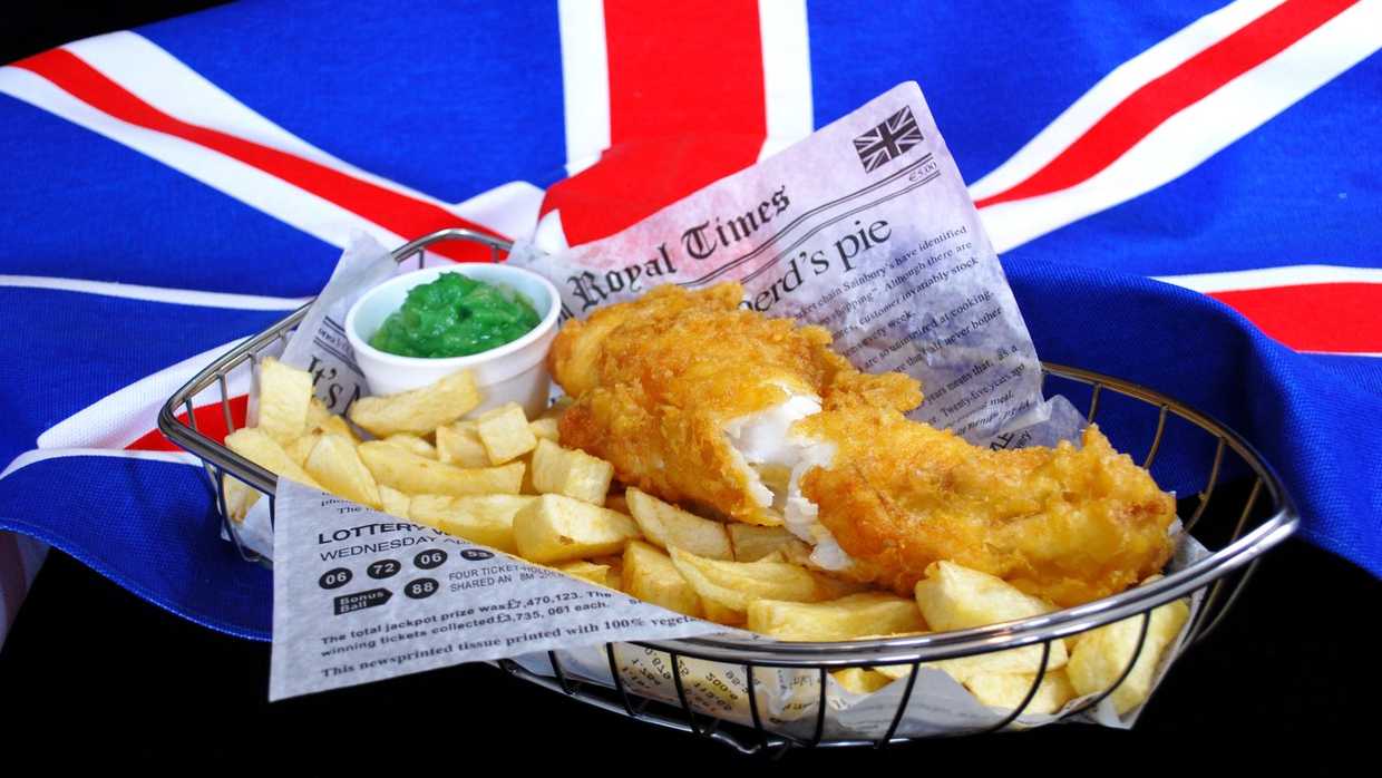 Fresh fish and chips with salt and vinegar